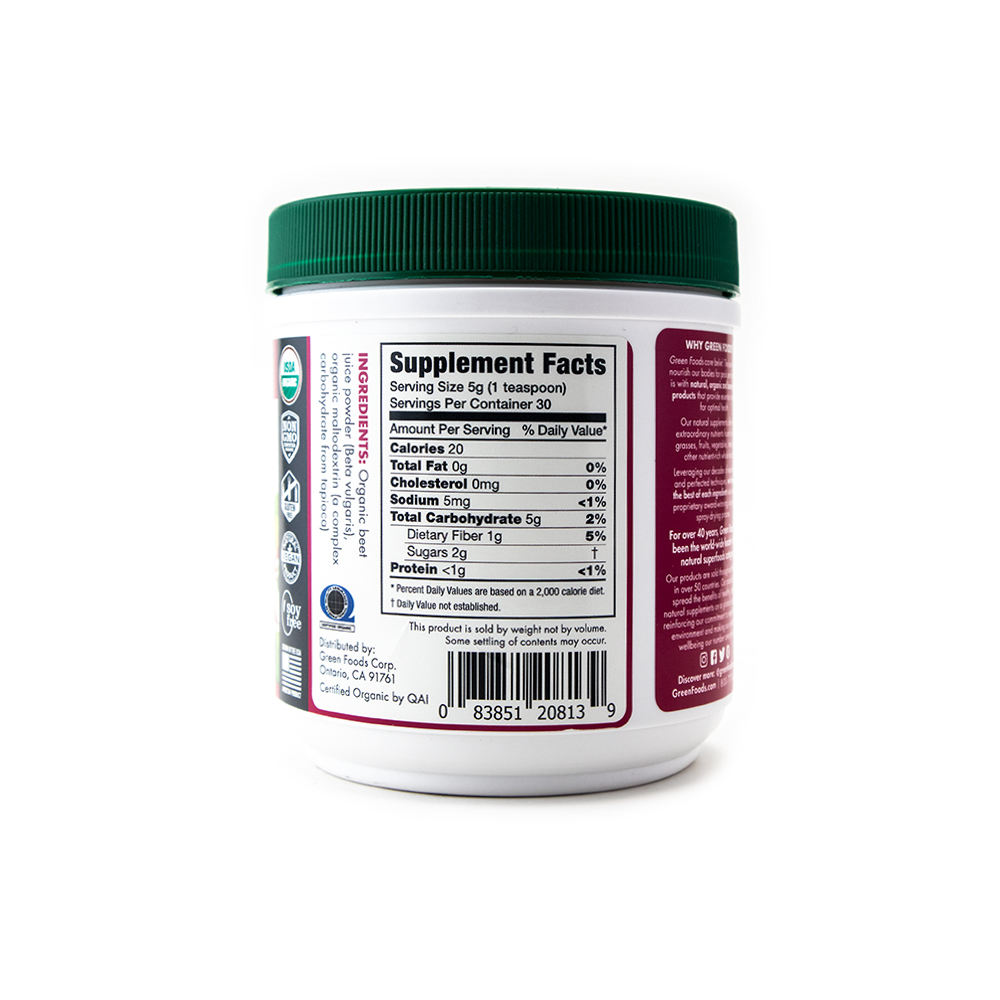 Green Foods - Organic Beet Essence Juice Powder Back